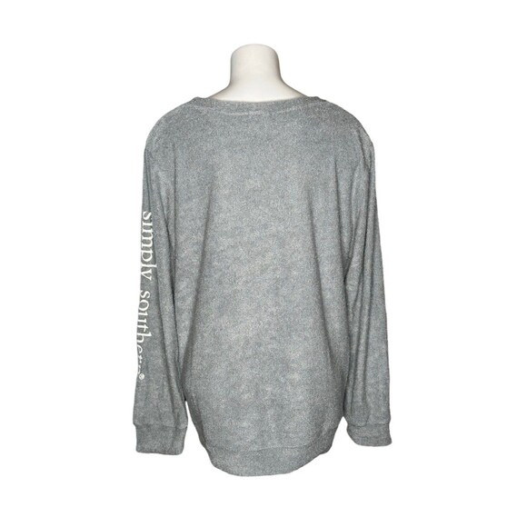 Simply Southern Inside Out Crewneck Sweatshirt Light Blue Good Vibes Daisy Large - Picture 2 of 8